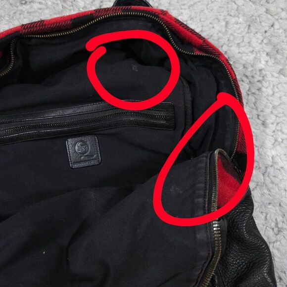 READ Mcq by Alexander Mcqueen Red Black Buffalo Plaid Wool Leather Backpack - Picture 16 of 16